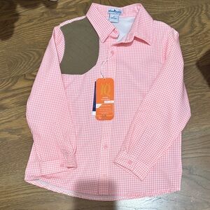 Cowgirl clothes -blue & cream gingham button-up shirt - Pink